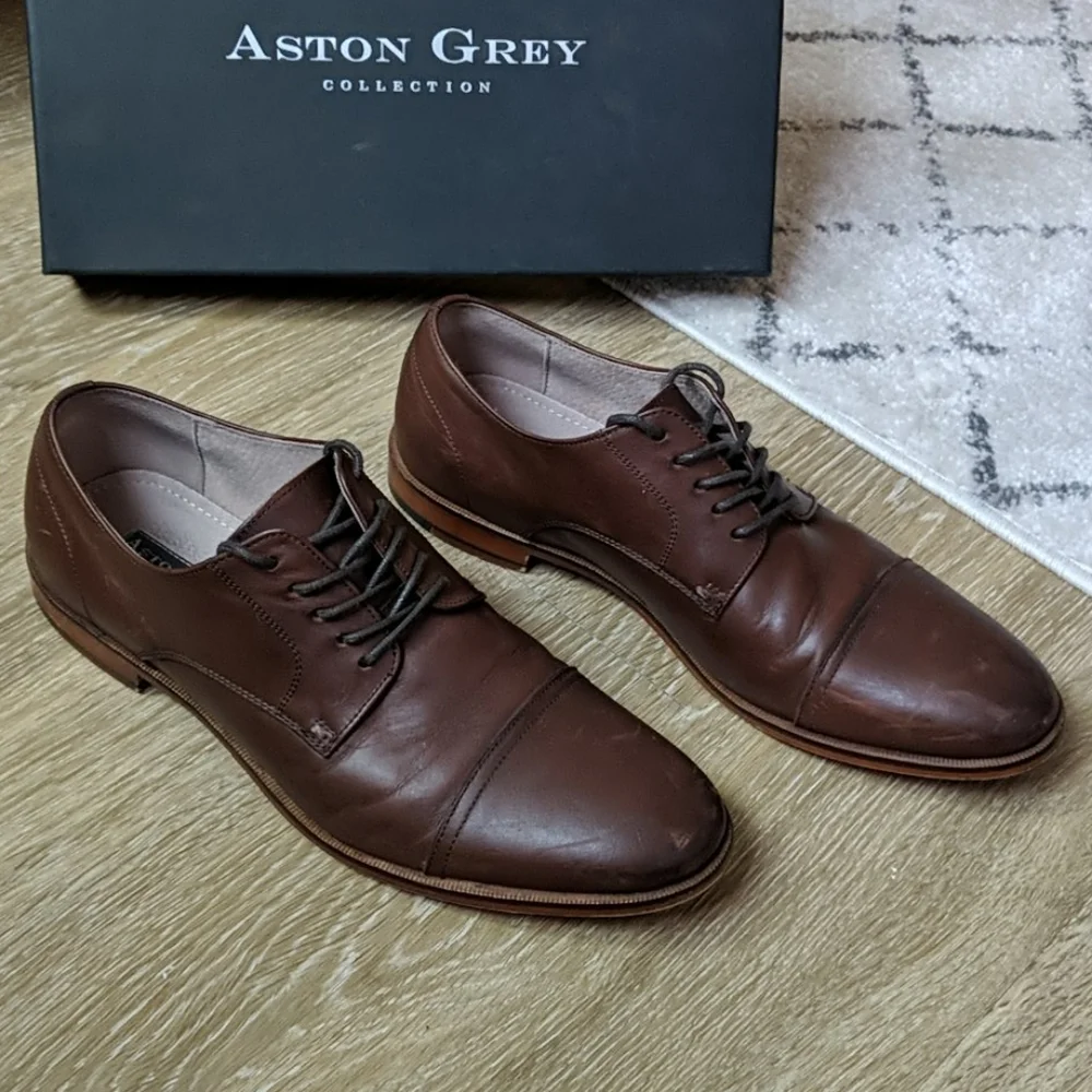 Men’s Aston Grey Leather Dress Shoes